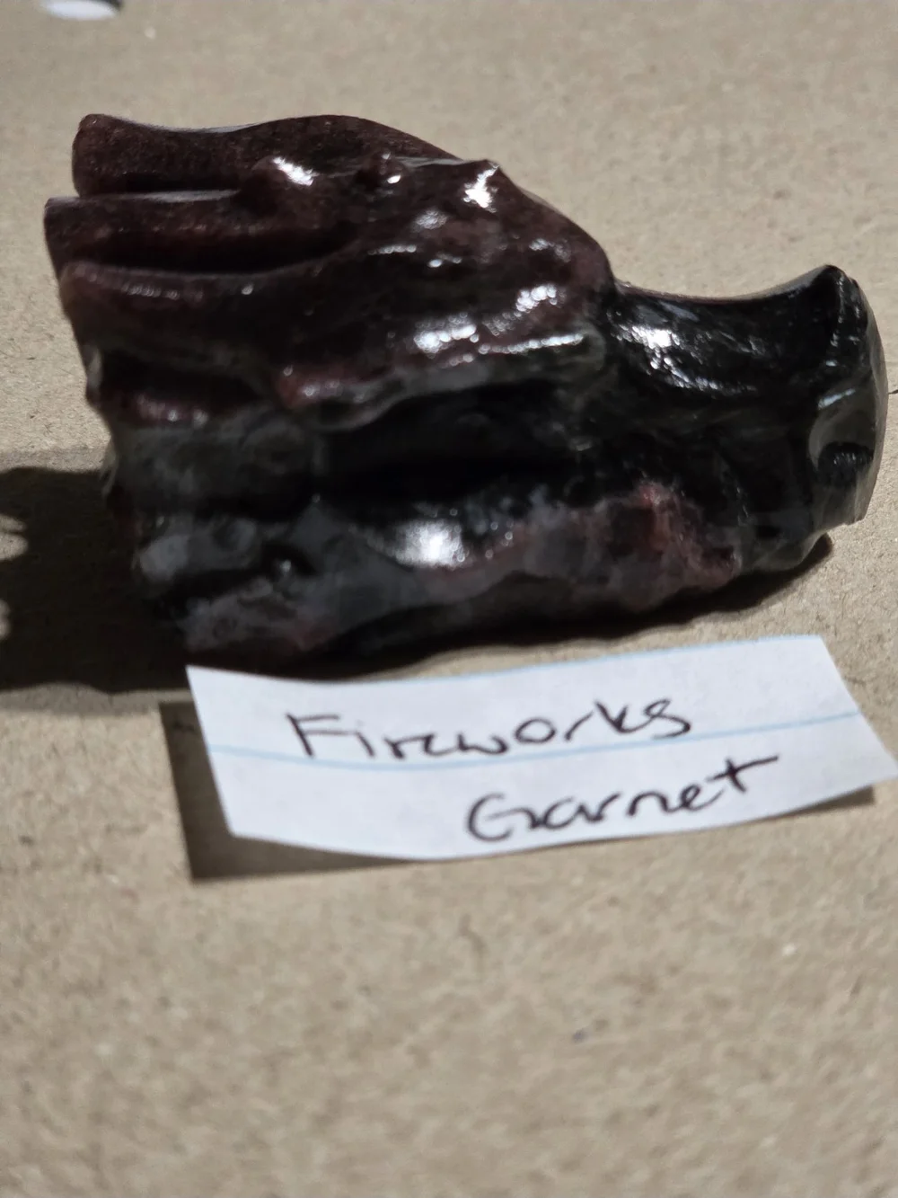 Detailed Fireworks Garnet Crystal Carved Dragon Head Stone Sculpture Decor